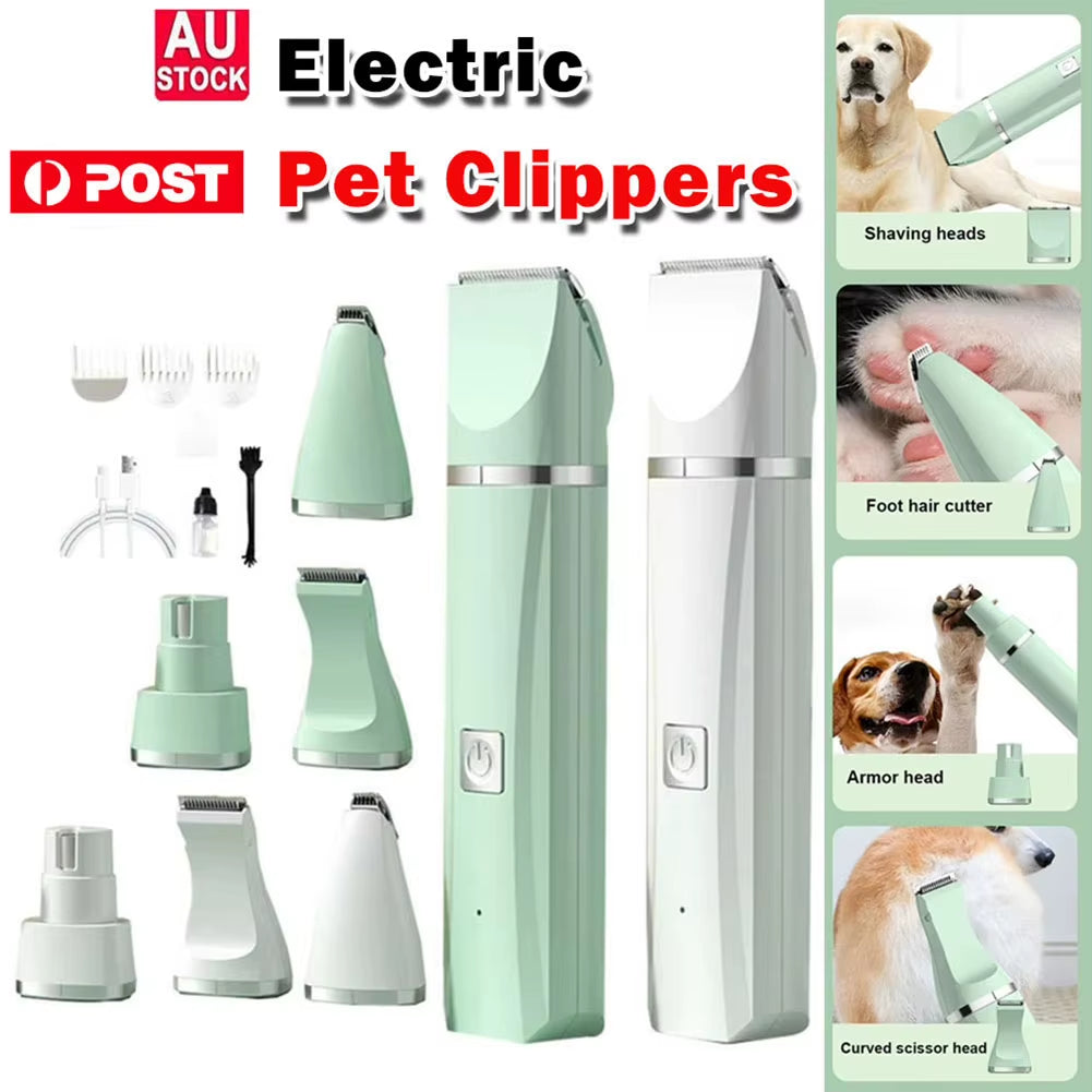 Professional 4-In-1 Electric Pet Grooming Tool Set Dog Hair Clippers USB Rechargeable Pets Haircut Trimmer Shaver Cats Supplies