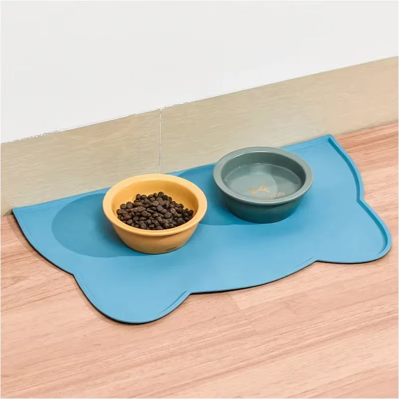 Food Grade Silicone Cat Mat Anti-Dirty Easy to Clean Cats and Dog Bowl Mats Waterproof and Leak-Proof Anti-Slip Pad Pet Product