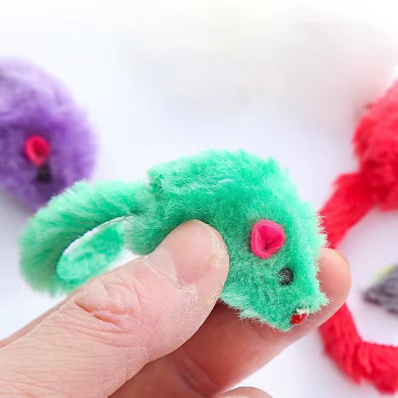 10/20/50Pcs Cat Feather Mouse Toys Simulation Plush Mouse Cat Teasing Toys Indoor Training Toy for Kitten Mice Fun Chew Toys