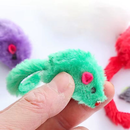 10/20/50Pcs Cat Feather Mouse Toys Simulation Plush Mouse Cat Teasing Toys Indoor Training Toy for Kitten Mice Fun Chew Toys