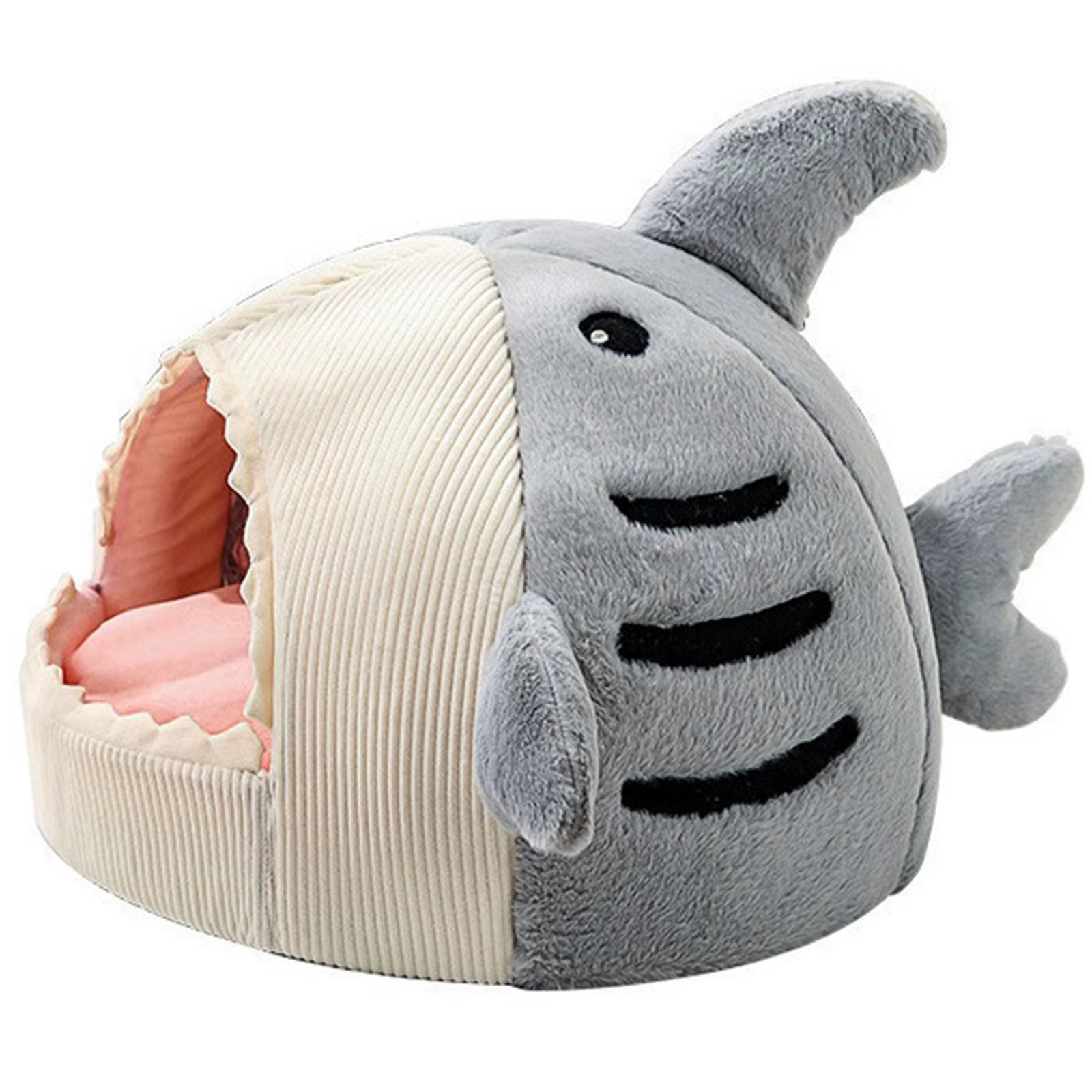 Shark-Shaped Cat Cave Bed Comfortable Kennel Kitten Bed Semi-Closed Hideout House for Cats Small Dogs