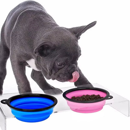 Folding Portable Silicone Dog Feeder Bowl 2 in 1 Pet Dispenser Outdoor Travel Dog Cat with Carabiner Bottle Food Water Container