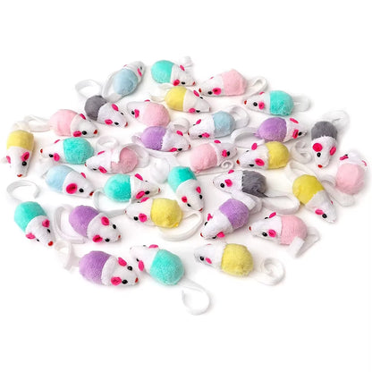 10/20/50Pcs Cat Feather Mouse Toys Simulation Plush Mouse Cat Teasing Toys Indoor Training Toy for Kitten Mice Fun Chew Toys