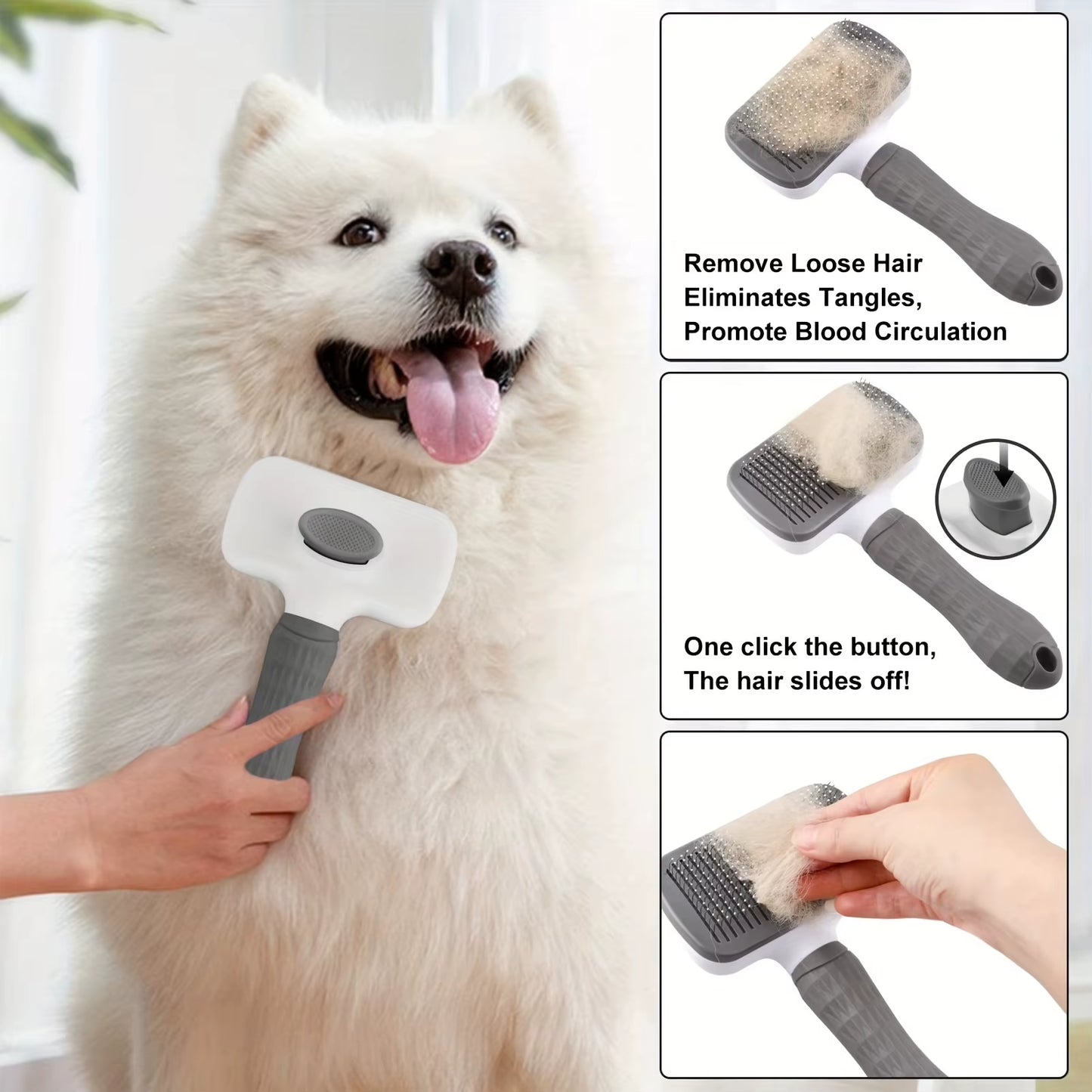 Self-Cleaning Pet Hair Remove Comb Cat Slicker Brush Pet Hair Removal Comb for Dogs Cats Grooming Tools Combs Dogs Accessories